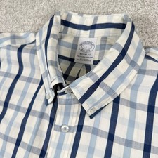 Brooks Brothers Button Down Mens Large Blue White Plaid Regent Fit Cotton Shirt