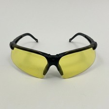 Sporty Shield Wraparound Black Frame Yellow Tinted Sunglasses