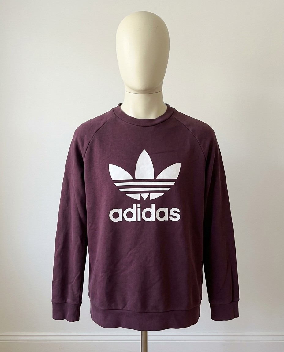 ADIDAS FELPA GIROCOLLO (CREWNECK) UOMO TG.L VIOLA ORIGINALE