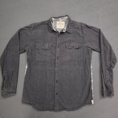 Ezekiel Men's Large Button Up Long Sleeve Collared Shirt Two Pockets Gray Plaid