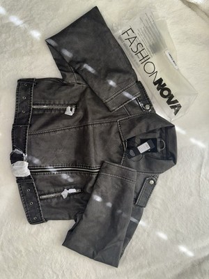 Fashion Nova Women s Roxi Faux Leather Moto Jacket Black Size M