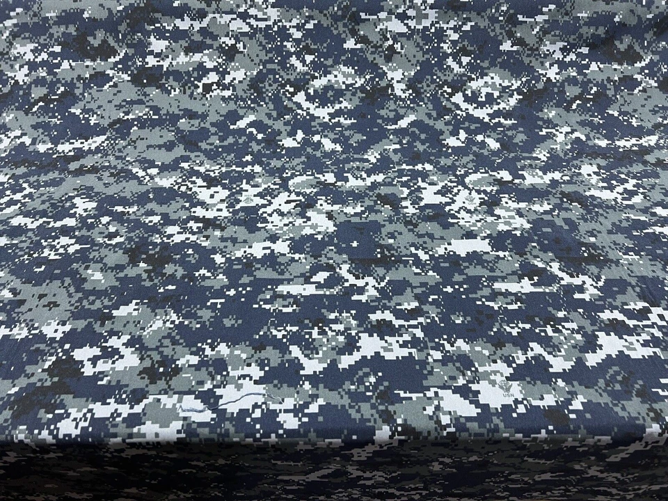 Navy Digital Camo Taffeta Soft Polyester Fabric 60” Military Camo W/Logo - Image 2 of 3