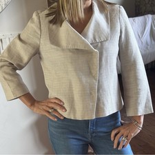 Ann Taylor Cream Asymmetrical Blazer