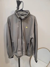 Masters Collection Golf Windbreaker Jacket Mens Sz L Gray Pullover Pockets Logo