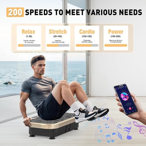 Vibration Plate Exercise Machine w/Push-up Handles, 200 Speed Full Body Vibratio - Picture 3 of 8