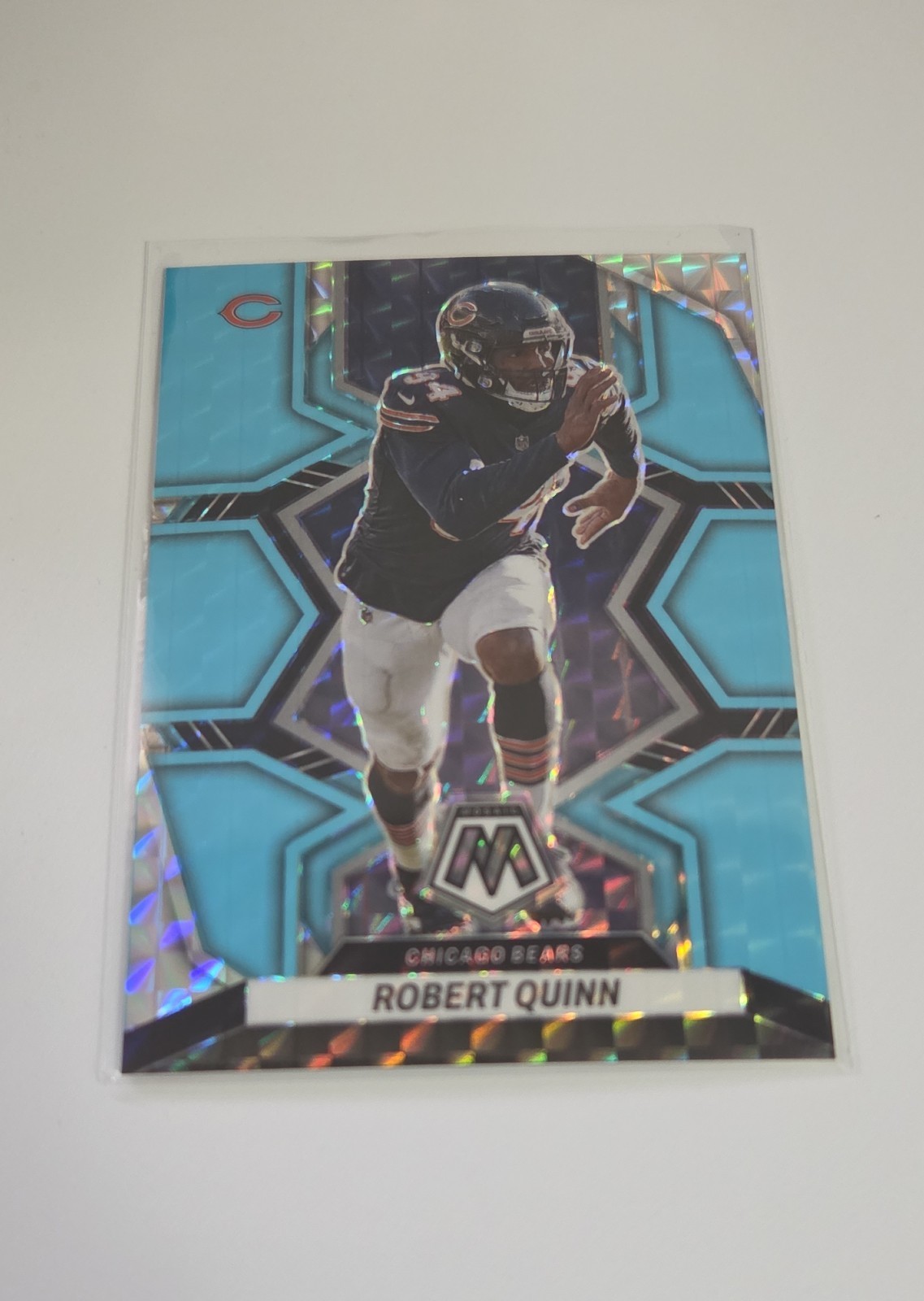 #1/15 2022 Panini Mosaic Robert Quinn 36 Blue Fluorescent Mosaic Prizm Bears UNC