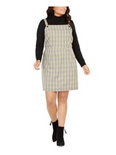 BEBOP Womens Yellow Plaid Sleeveless Knee Length Sheath Dress Size: XXL