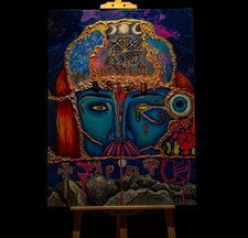 Dipinto su tela originale opera d'arte intitolata "IO" firmato dall'artista