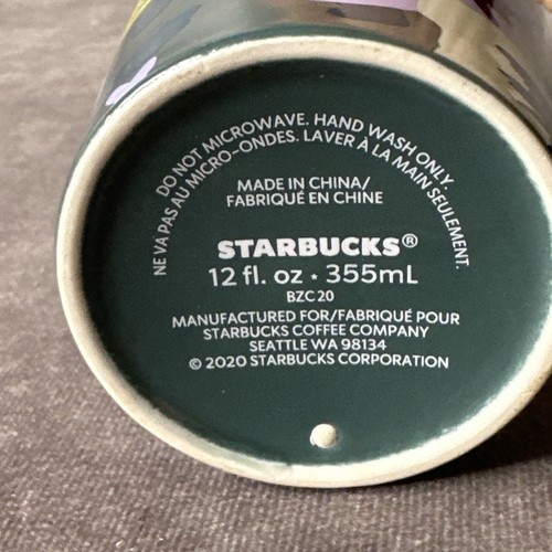 Starbucks Stiefmütterchen Keramik grün türkis lila Tumbler Floral 12 Oz Travel Mug - Bild 4 von 8