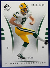 MASON CROSBY 2007 UD SP Authentic #141 Rookie Card RC /1399. rookie card picture