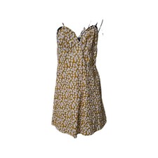 Fashion Nova M Yellow White Floral Tie Strappy Sweetheart Short A-Line Dress