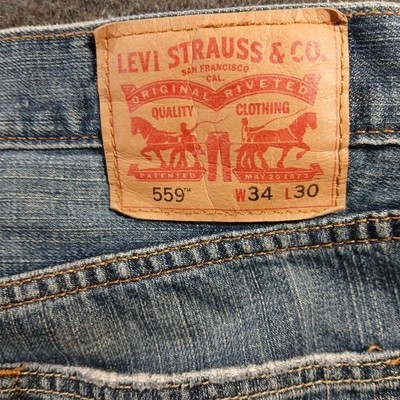 Levi's 559 Relaxed Straight Jeans Mens 34x30 Blue Denim Good Condition 559-0242