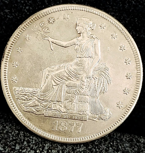 1877 S Trade Dollar Better Date AU++ in Grade Beautiful Coin Absolutely Genuine