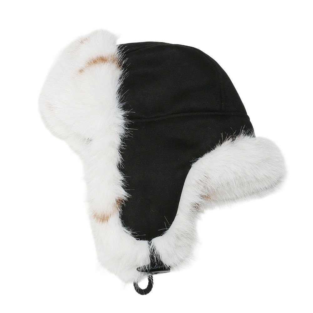 Ushanka Ear Flaps Russian Faux Fur Suede Trapper Hat Ski Winter Warm Lined Cap 