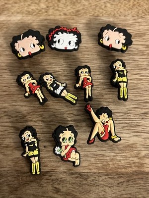 Croc Widgets Betty Boop Multicolored Character Head & Body Silicone Set Of 10