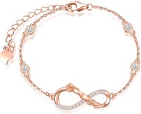 925 Sterling Silber Schmuckset Damen Rosegold Infinity Zirkonia Armband