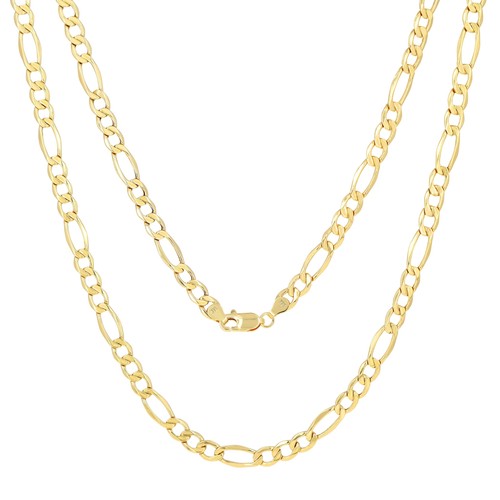Real 14K Yellow Gold 4.5mm Figaro Chain Italian Link Pendant Necklace Mens 26" - 第 5/8 張圖片