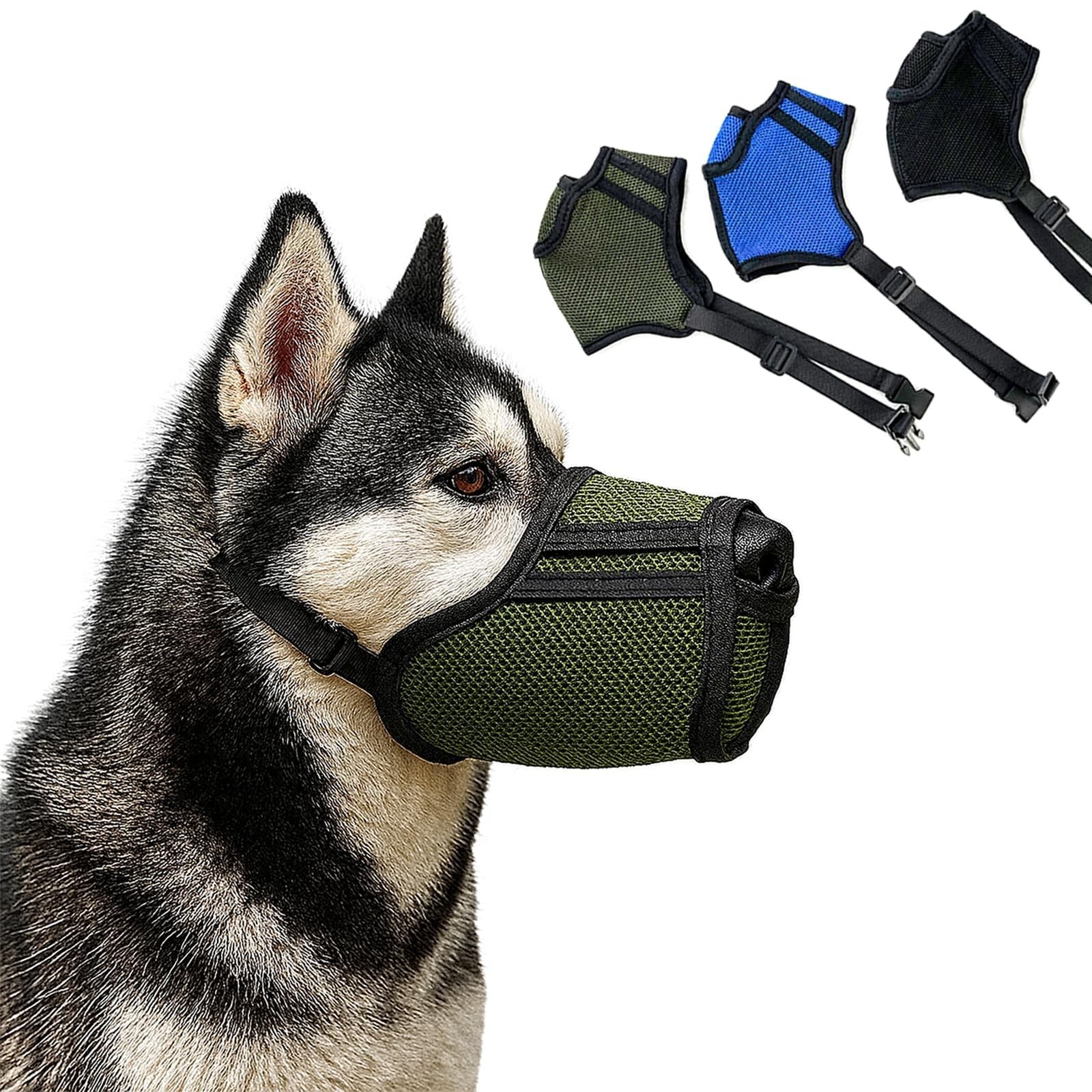 Muselière pour chien tissu filet respirant anti-aboiement taille S M L XL