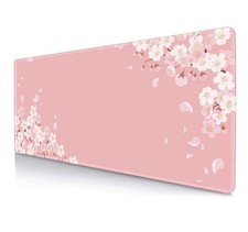 Pink Japanese Desk Mat, Cherry Blossom Large Gaming Mouse Pad, Non-Slip Rubbe...