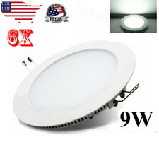 6 Pcs 9W Round Recessed LED Panel Light Ceiling Down Lights Bulbs Cool White