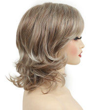 Short Wavyy Bouncy Brown Mix Synthetic Hair Wigs Women Soft Natural Daily