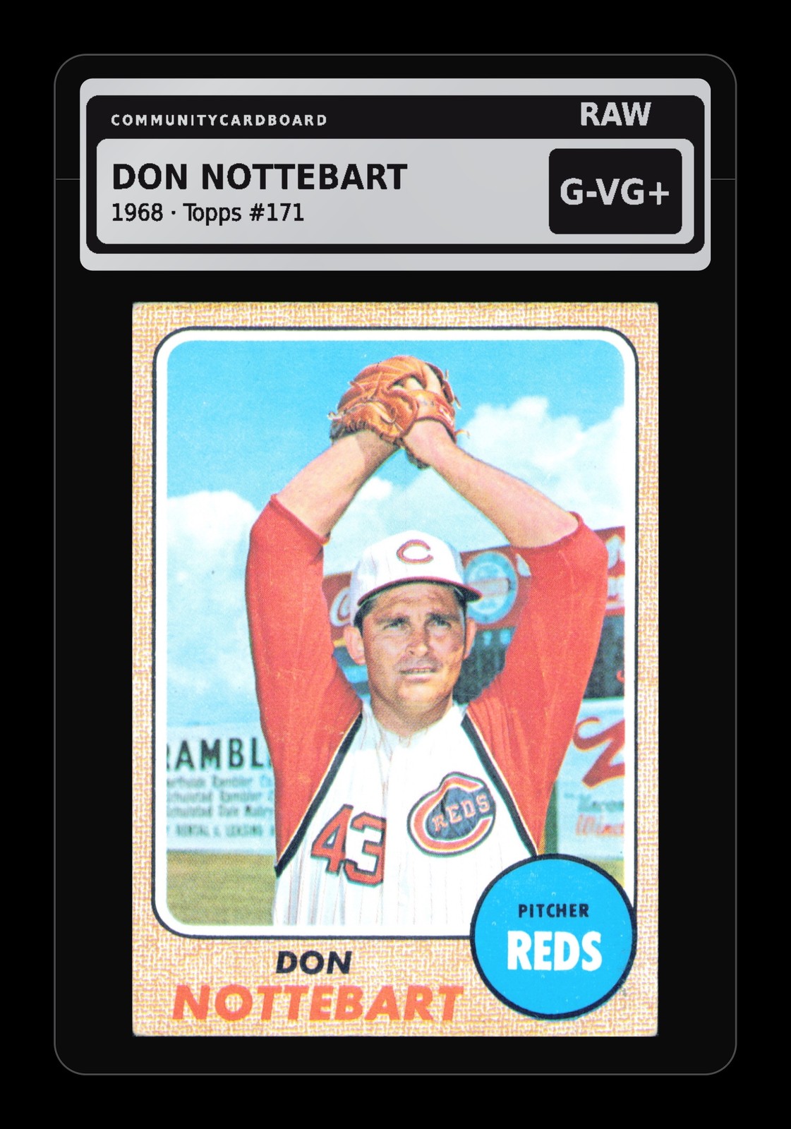 1968 Topps #171 Don Nottebart Cincinnati Reds - Raw Card