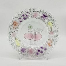 Vintage Firna (Also Known As FNG) Clear Embossed Multi-colored Fruit Glass Dish