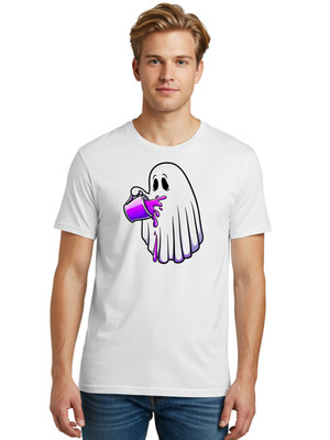 Ghost-Drinking Mens Graphic Tee, 100% Cotton, Casual Summer Wear