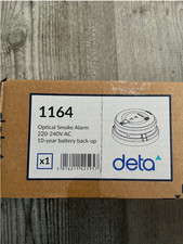 Deta 1164 Optical enhanced Smoke Alarm 240V with 9V Replaceable Battery White