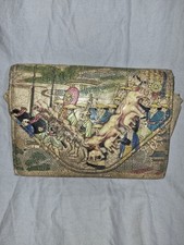 Vintage 1950s Japanese Painted Leather Clutch - Celluloid Elephant Relief Retro