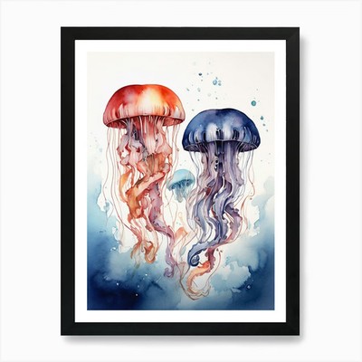 Qualle Leinwandbild Kunstdruck gerahmt Wandbild Poster Leinwanddruck Bild
