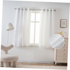White Curtains for Girls Bedroom 72 Inches 52"W x 72"L Pack of 2 Pure White