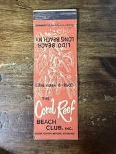 H749 Coral Reef Beach Club Lido Long Beach New York Vintage Matchbook Cover