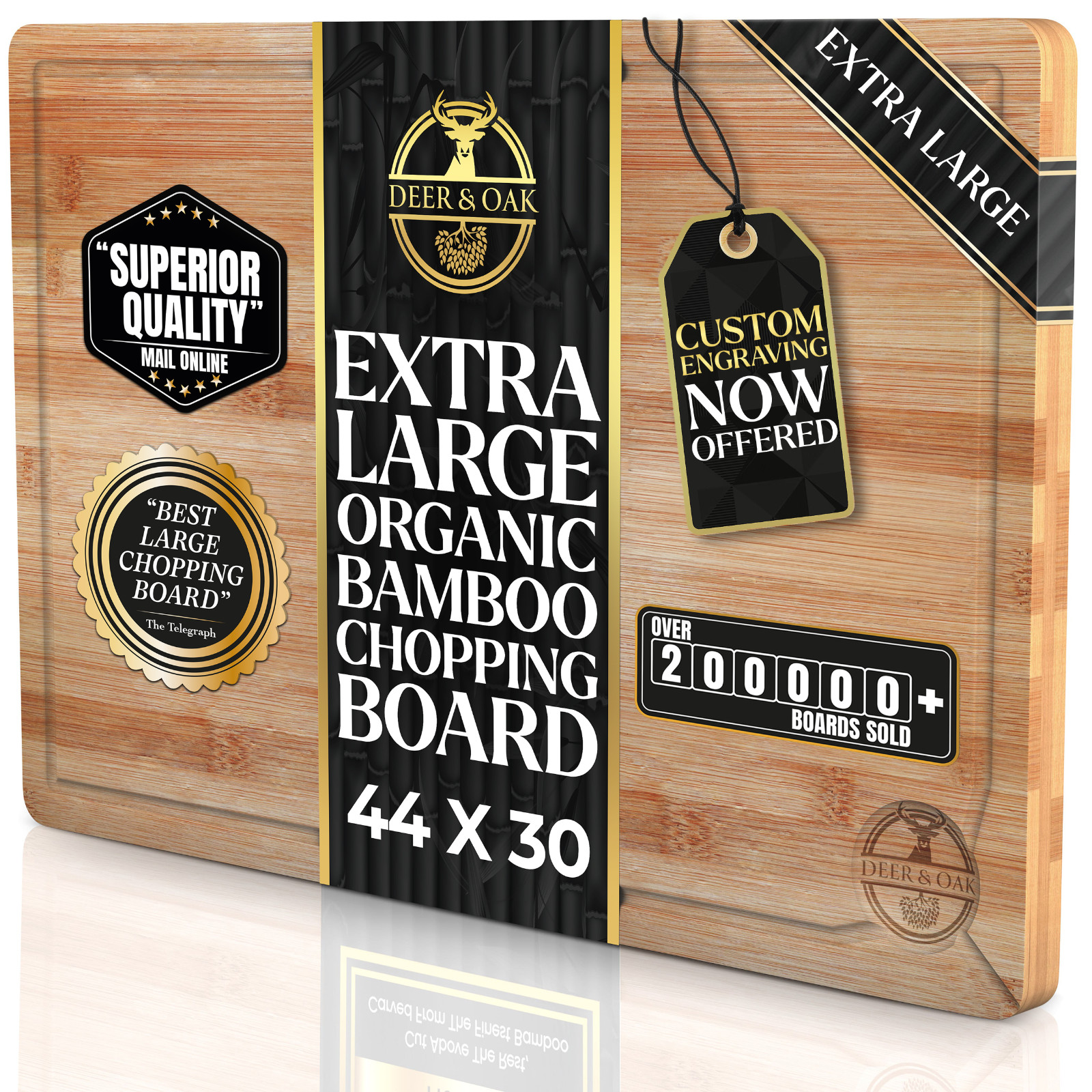 Extra Large Wooden Chopping Board Bamboo Cutting Serving Wood Kitchen Food