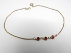 Signed Avon Red Bezel Set Crystal Gold Tone Metal Chain Anklet Vintage