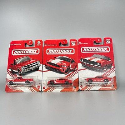 Matchbox Target Red Edition 1968 Chevy C10 1969 Camaro & 2019 Ford Mustang Coupe