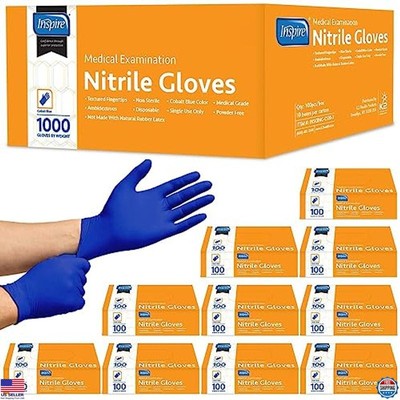 Nitrile Exam Gloves Cobalt Blue 4.5mil Disposable Latex-Free Medical EMT 100ct