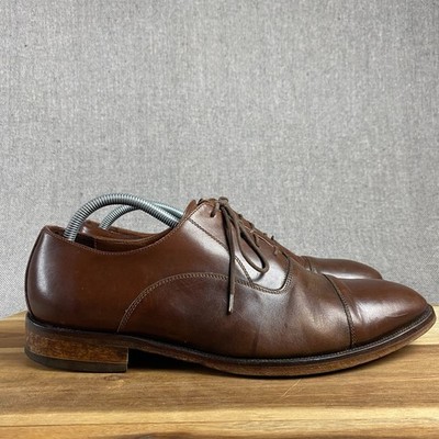 Vero Cuoio Cap Toe Oxford Shoes Mens 10.5 M Brown Leather Made in Italy Lace Up