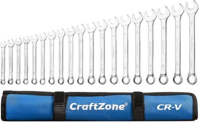 CRAFTZONE 19-Piece Combination Wrench Sets CR-V Metric 19Pcs Matte, Chrome