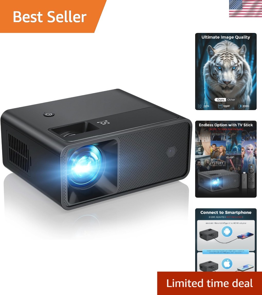 Mini Proyector Ligero, 1080P Full HD con Increíble Calidad de Sonido e Imagen