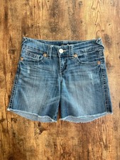 Seven 7 For All Mankind Denim Cutoff Shorts Distressed Raw Hem Women's Size 2