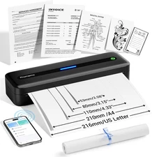 Phomemo Portable Printers Wireless for Travel, Bluetooth Thermal Black 