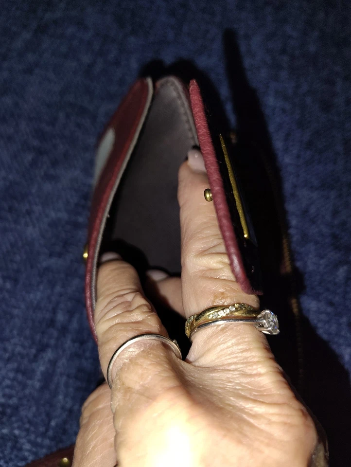 Fossil Patchwork Leder umlaufender Reißverschluss Clutch Geldbörse mehrfarbig Kalbsleder  - Bild 4 von 4