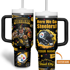Custom Pittsburgh Football Tumbler With Handle   40oz