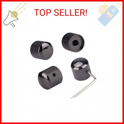 XIYANGJUAN 4Pcs Metal Guitar Knobs Black Volume Tone Speed Control Dome Knob wit