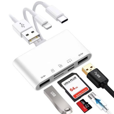 7-in-1 SD/MicroSD Card Reader & Dual USB OTG Adapter for iPhone/iPad