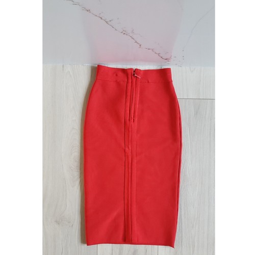 BCBGMaxAzria Skirt Women XS Red Bandage Bodycon Pencil Knee Length Sexy Cocktail - Picture 2 of 7