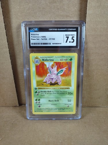 CGC 7.5 NEAR MINT 1999 POKÉMON NIDORINO 37/102 FIRST EDITION