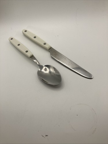 Vintage Silverware Rivets White Replacement Flatware China STAINLESS MCM 2 Pcs - Picture 5 of 11