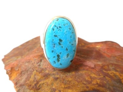 Sterling Silber Ring blau tibetischer Türkis - Boho Edelstein Schmuck